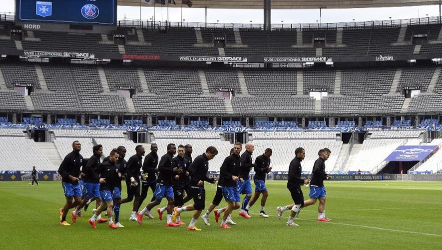 Les joueurs d'Auxerre à l'entraînement au Stade de France, le 29 mai 2015