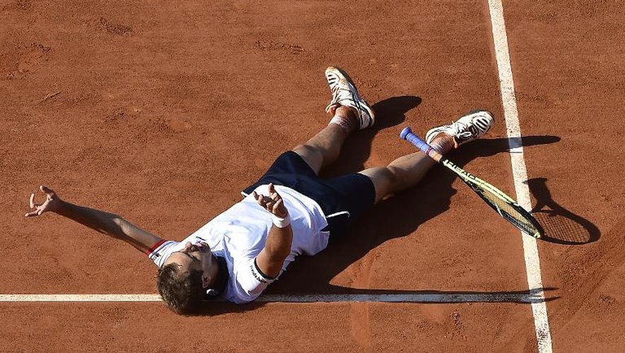 Richard Gasquet à l'issue de son match remporté face à Kevin Anderson, le 30 mai 2015 à Roland-Garros