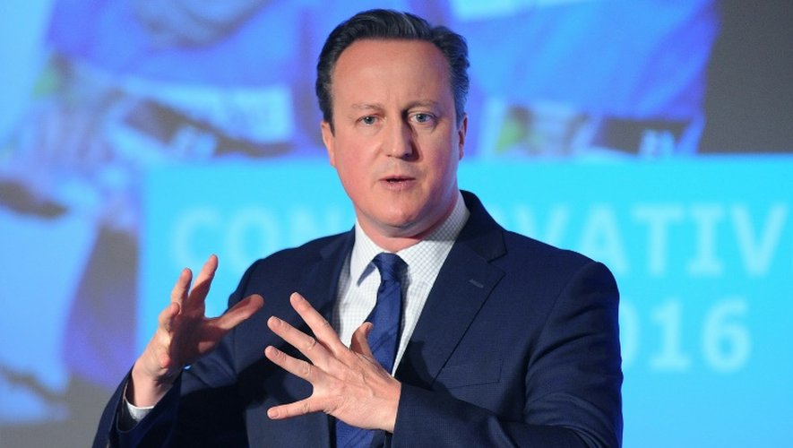 David Cameron devant les délégués du parti conservateur le 9 avril 2016 à Londres