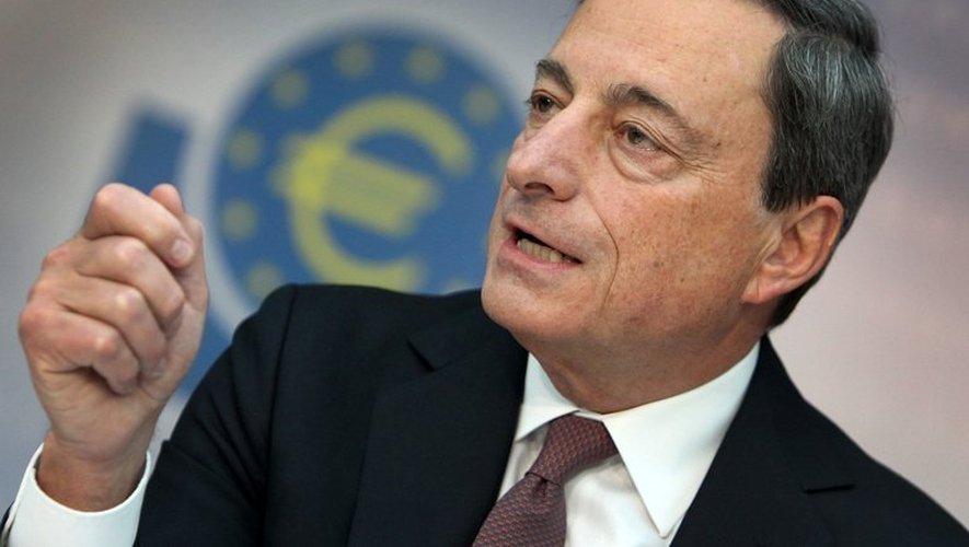 Le président de la BCE Mario Draghi lors d'une conférence de presse à Francfort, le 11 février 2013