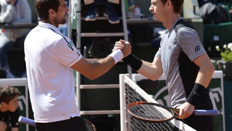 Le Britannique Andy Murray (à droite) et le Français Jérémy Chardy, le 1er juin 2015 à Roland-Garros
