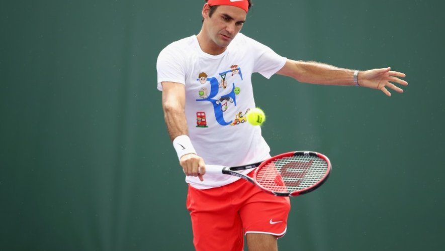 Le Suisse Roger Federer à l'entraînement avant le tournoi de Miami, le 24 mars 2016 à Key Biscayne