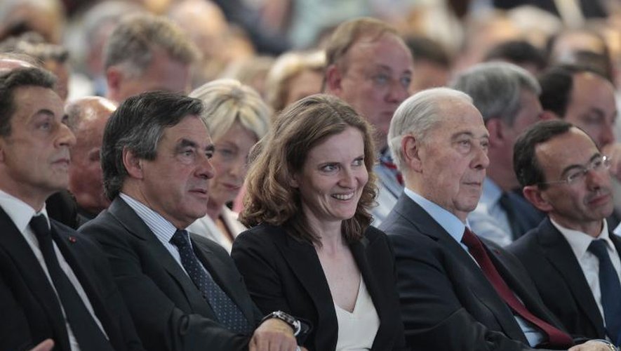 Nicolas Sarkozy, François Fillon, Nathalie Kosciusko-Morizet et Charles Pasqua lors du congrès fondateur des Républicains le 30 mai 2015 à Paris