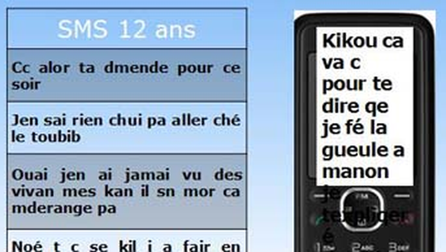Exemples de SMS produits par des collégiens de 12 ans, fournis par le CNRS.
