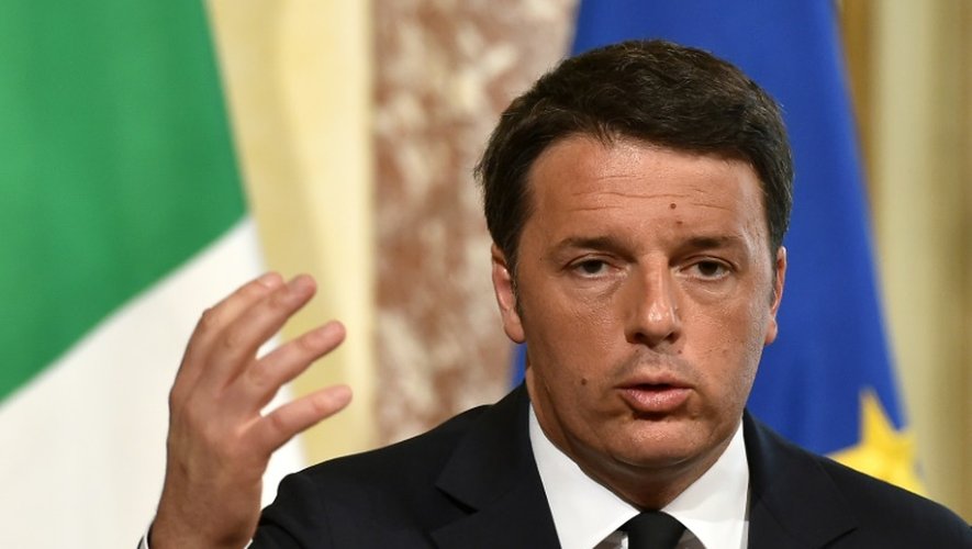Le président du Conseil italien Matteo Renzi lors d'une conférence de presse à Rome, le 7 avril 2016