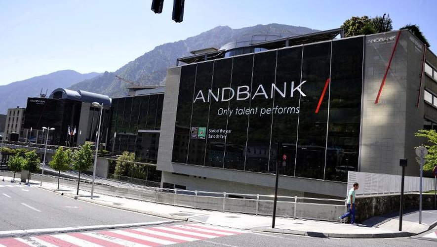 Vue de la banque ANDBANK à Andorre, le 12 mai 2015