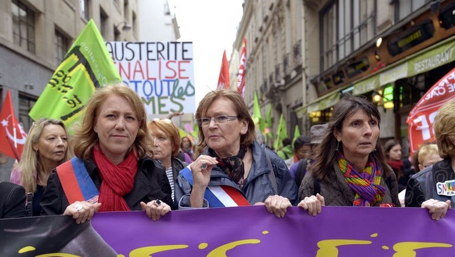 Marie-George Buffet lors d'une manifestation de femmes contre l'austérité le 9 juin 2013 à Paris