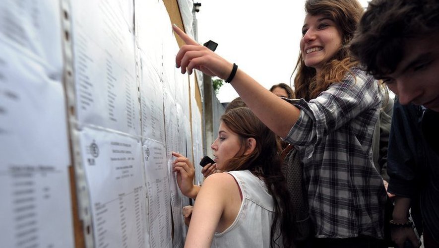Des élèves découvrent les résultats du baccalauréat, le 06 juillet 2012 au lycée Pasteur de Strasbourg.