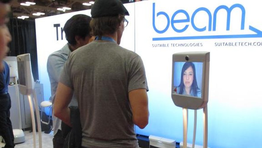 Le robot de téléprésence "Beam" exposé lors d'un salon à Austin aux Etats-Unis en mars 2013