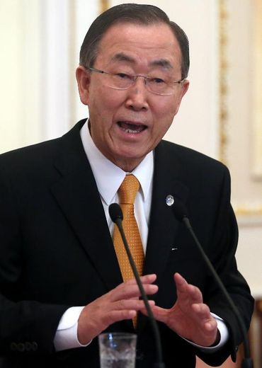 Le secrétaire général des Nations Unies ban Ki Moon, jeudi 20 mars 2014 à Moscou. Il est attendu vendredi à Kiev