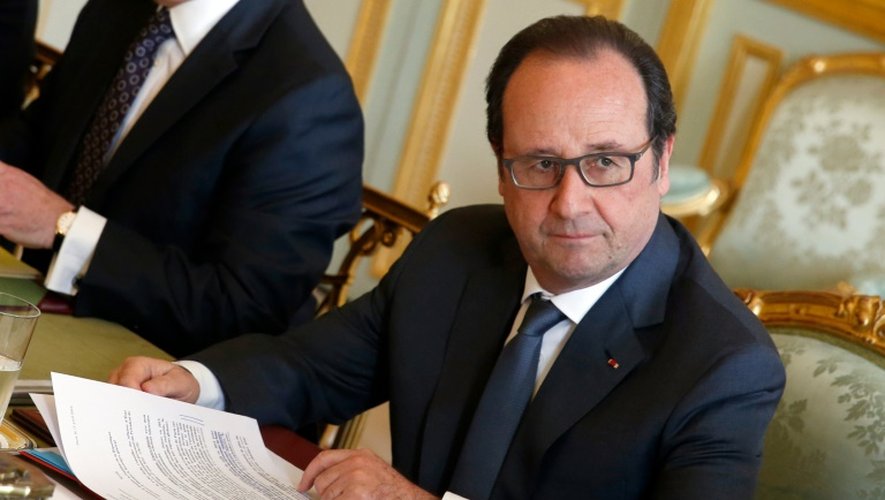 Le président François Hollande le 13 avril 2016 à l'Elysée à Paris