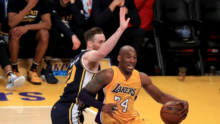 Kobe Bryant lors de son dernier match (Lakers - Utah Jazz), le 13 avril 2016 à Los Angeles