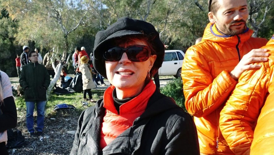 Susan Sarandon le 18 décembre 2015 à Lesbos