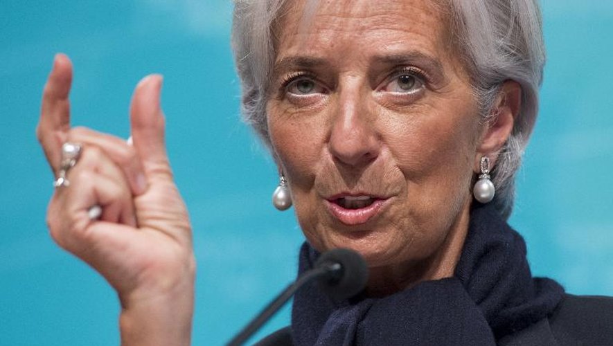 La directrice générale du FMI Christine Lagarde revient sur la situation de la Grèce durant une conférence de presse au siège du FMI à Washington, le 4 juin 2015