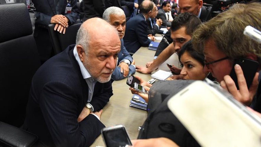 Le ministre iranien du pétrole Bijan Zangeneh parle aux journalistes lors de la réunion de l'OPEP à Vienne le 5 juin 2015