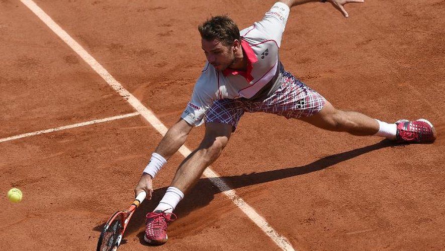 Le Suisse Stan Wawrinka pendant sa demi-finale de Roland-Garros contre le Français Jo-Wilfried Tsonga le 5 juin 2015