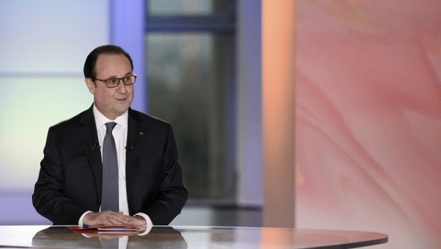François Hollande lors de sa prestation télévisée sur France 2, le 14 avril 2016 à Paris