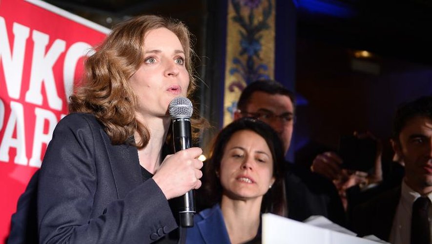 Nathalie Kosciusko-Morizet à l'annonce des résulats du premier tour des municipales le 23 mars  2014 à son siège de campagne à Paris