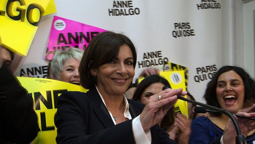 La candidate socialiste à la mairie de Paris, Anne Hidalgo, après le premier tour des municipales, le 23 mars 2014