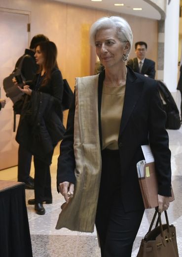 La directrice générale du FMI Christine Lagarde arrive à une réunion du G20-Finances à Washington le 15 avril 2016