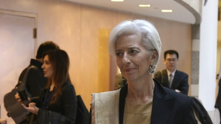 La directrice générale du FMI Christine Lagarde arrive à une réunion du G20-Finances à Washington le 15 avril 2016