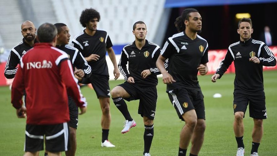 Les joueurs belges à l'entraînement, le 6 juin 2015 au Stade de France