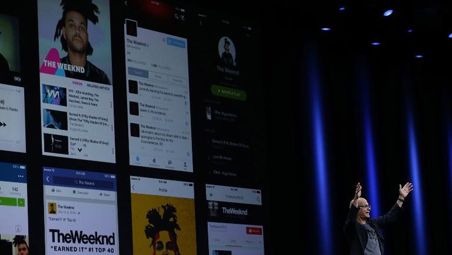 Le producteur Jimmy Iovine annonce le lancement d'Apple Music, le 8 juin 2015 à San Francisco, en Californie