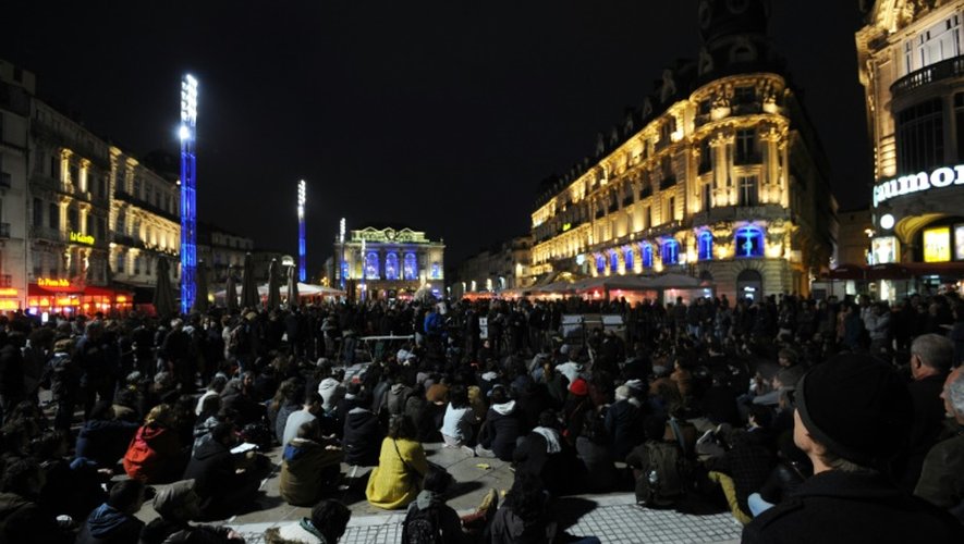 Rassemblement de Nuit debout,  Place de la Comédie à Montpellier, le 16 avril 2016
