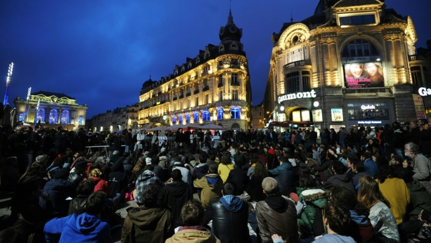 Rassemblement du mouvement "Nuit Debout" à Montpellier, le 16 avril 2016