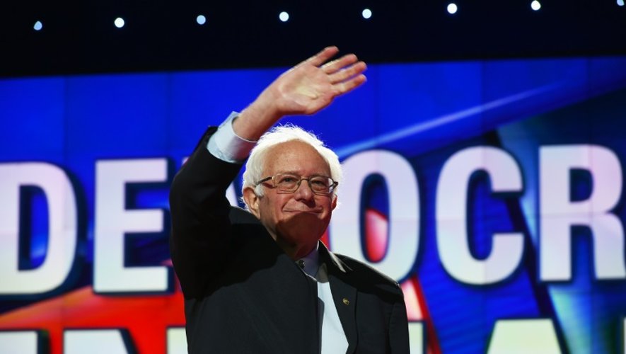 Le candidat à l'investiture démocrate Bernie Sanders à New York le 14 avril 2016, lors du débat télévisé l'opposant à Hillary Clinton