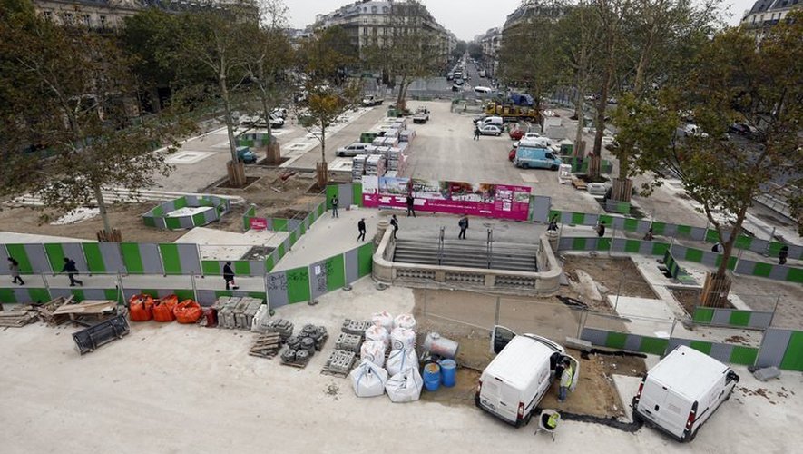Vue des travaux de la place de la République, le 24 octobre 2012 à Paris