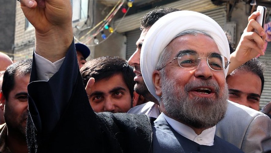 Le nouveau président iranien Hassan Rohani le 14 juin 2013 après son vote à Téhéran