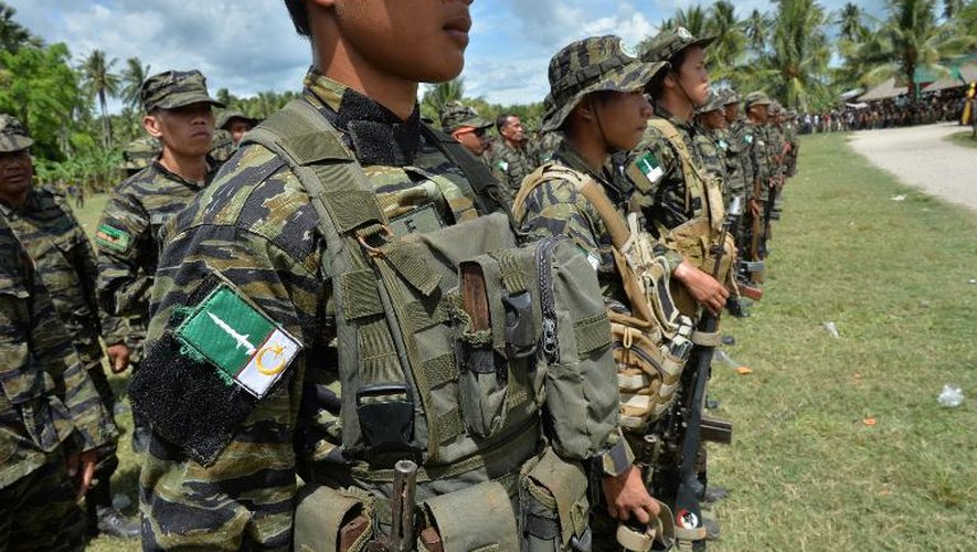 La rébellion du Front moro islamique de libération dans leur campement, à Sultan Kudarat sur l'île de Mindanao, aux Philippines, le 27 mars 2014