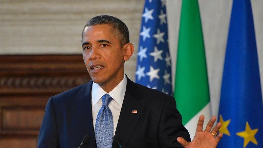 Le président Barack Obama en conférence de presse à Rome le 27 mars 2014