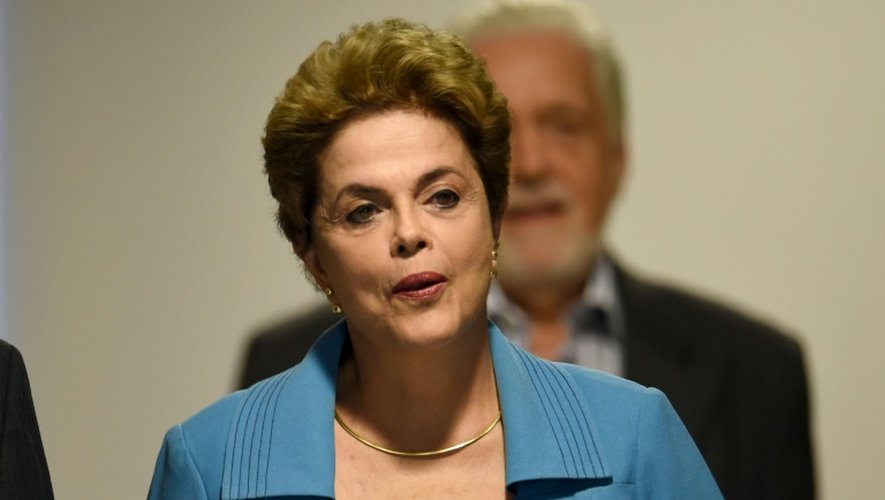 La présidente Dilma Rousseff le 18 avril 2016 au palais Planalto à Brasilia