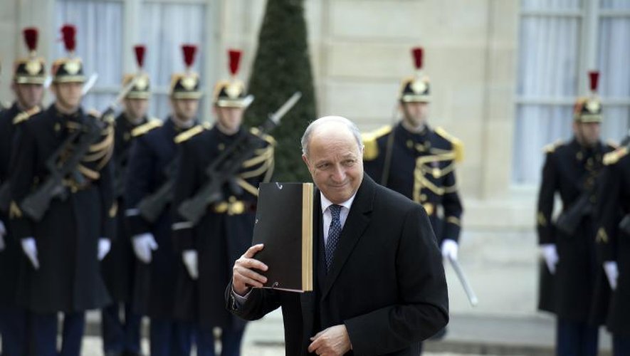 Le ministre des Affaires étrangères Laurent Fabius à l'Elysée à Paris le 26 mars 2014