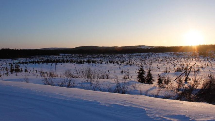 La Vallée de la rivière Broadback au Quebec, entourée de forêts qui sont l'ultime territoire de chasse ancestral inviolé de la nation Crie, et l'une des dernières forêts boréales du Quebec, photographiée le 12 mars 2014