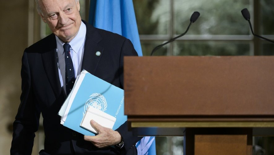 L'émissaire spécial de l'ONU pour la Syrie Staffan de Mistura après une réunion à Genève sur la Syrie, le 18 avril 2016