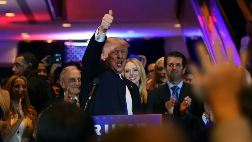 Le candidat républicain Donald Trump le 19 avril 2016 après sa victoire à New York