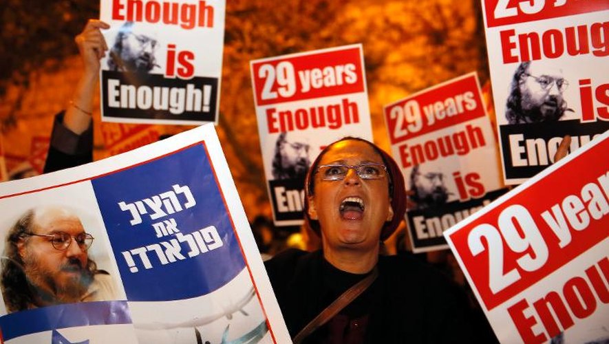 Des ISraéliens demandent la libération de Jonathan Pollard à Jérusalem le 2 janvier 2014