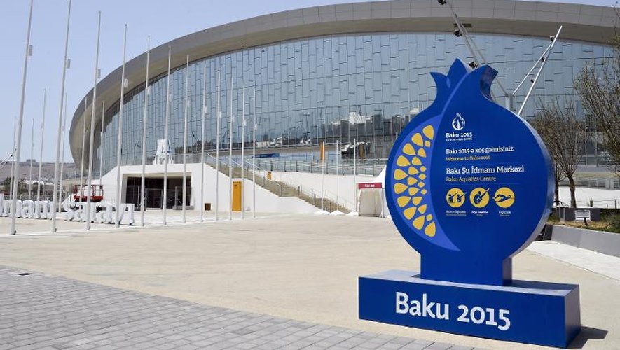 Vue du centre aquatique des Jeux européens, le 10 juin 2015 à Bakou