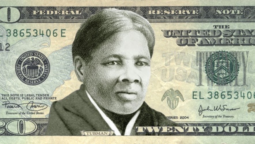 Cette photo prise le 29 avril 2015, montre un billet imaginé par "Women On 20's", une association militant pour que Harriet Tubman figure sur le billet de 20 dollars
