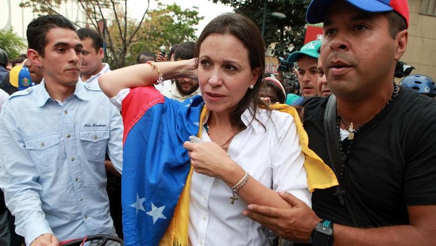 Maria Corina Machado, députée vénézuélienne d'opposition destituée, à Caracas le 1er avril 2014