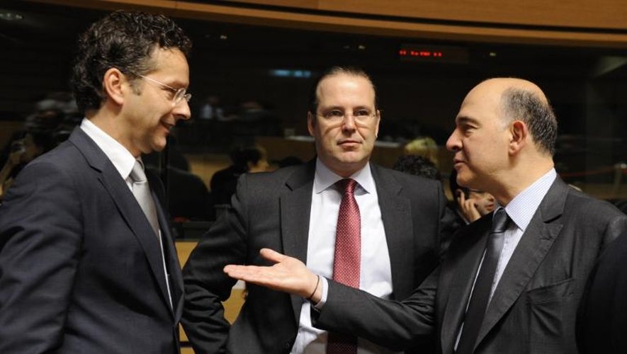 Les ministres néerlandais Jeroen Dijsselbloem, suédois Anders Borg et français Pierre Moscovici des Finances le 21 juin 2013 à Luxembourg