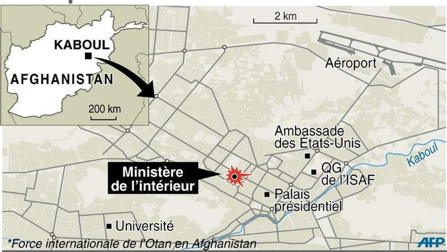 Carte de localisation de l'attaque suicide à Kaboul