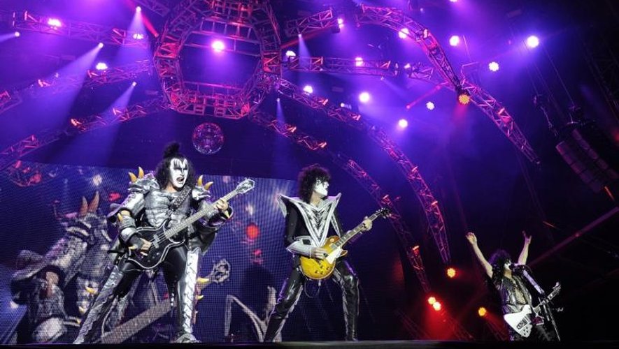 Le groupe de rock américain Kiss, sur scène lors du Hellfest, le 22 juin 2013 à Clisson
