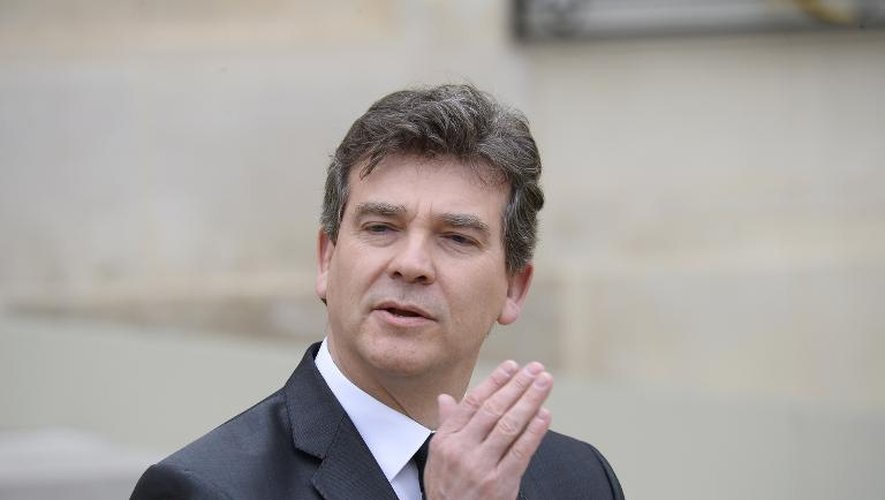 Le ministre de l'Economie Arnaud Montebourg, le 4 avril 2014 à la sortie de l'Elysée