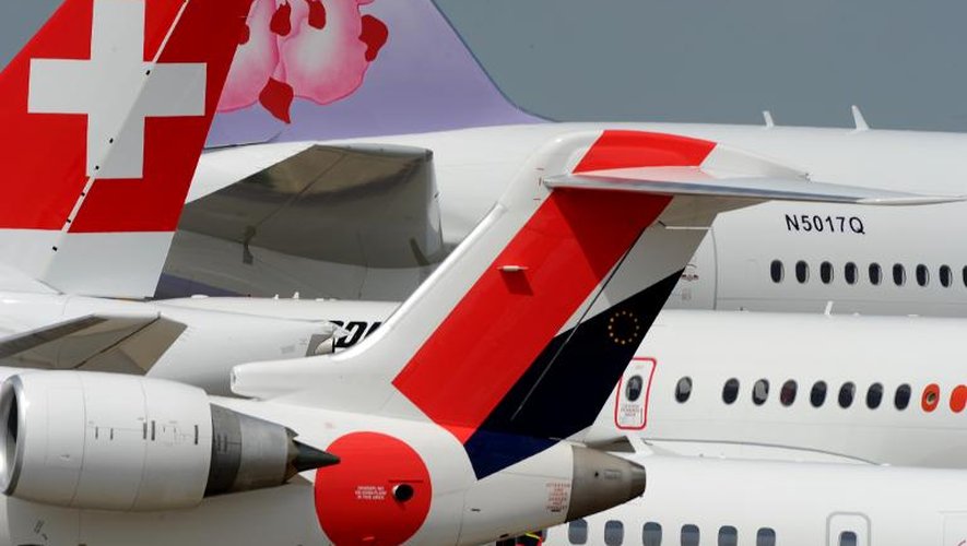 Des avions stationnés sur le tarmac deux jours avant l'ouverture du Salon aéronautique du Bourget, le 12 juin 2015