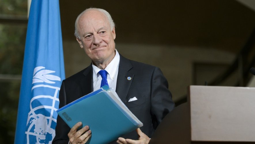 L'envoyé spécial de l'ONU pour la Syrie, Staffan de Mistura lors d'un point de presse à Genève, le 22 avril 2016