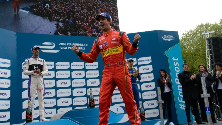 Le Brésilien Lucas di Grassi (Audi Sport ABT) vainqueur du 1er ePrix de Paris, le 23 avril 2016